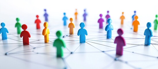 Wall Mural - a colorful network of interconnected figures representing a social network or community.