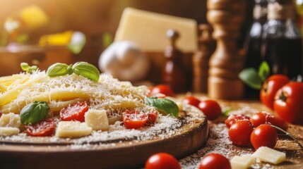 Sticker - Rustic Pasta Dish with Parmesan Cheese and Tomatoes