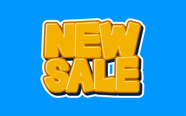 Wall Mural - lettering sale now in 3d style in blue and orange.