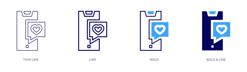 Smartphone like icon in 4 different styles. Thin Line, Line, Bold, and Bold Line. Duotone style. Editable stroke