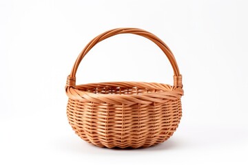 Wall Mural - Basket with handle made of wicker isolated on a white background