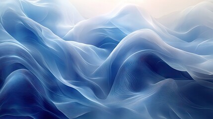 Poster - blue and white abstract background with copy space, featuring light gradient and curved lines for modern image