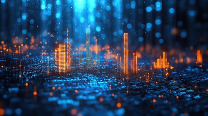Aufkleber - blue background with upward arrows representing stock market growth and business success trends.illustration