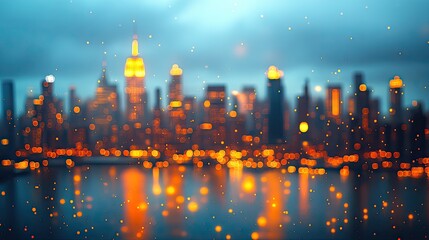 Aufkleber - blurred cityscape with soft golden lights in the background, creating warm urban atmosphere.