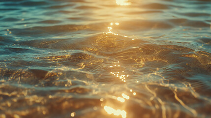 golden sunlight shimmering on calm ocean water surface