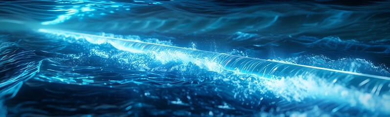 Poster - Futuristic Offshore Fuel System Harvesting Tidal Energy with Glowing Blue Pipelines