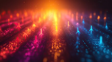 Aufkleber - colorful background with arrows pointing upwards, representing growth and success in business or personal development.illustration