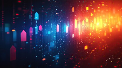 Aufkleber - colorful background with arrows pointing upwards, representing growth and success in business or personal development.image