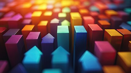 Aufkleber - colorful background with numerous arrows pointing upwards, representing successful business or marketing strategy.illustration