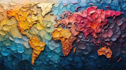 Leinwandbilder - colorful collage of paper cutouts forming the shape of the Earth, showcasing unique textures and vibrant colors.stock photo