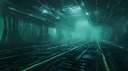 Poster - Massive Futuristic Industrial Complex Manufacturing Advanced Technology Components with AI Systems