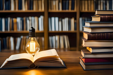 stack of books on a shelf