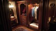 © somsri - Elegant wooden closet with organized clothing and decor