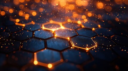 Aufkleber - digital background featuring hexagons and dat patterns, symbolizing modern technology.illustration