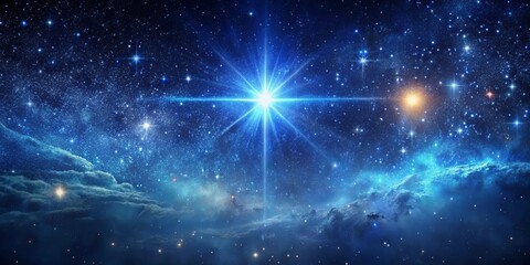 Wall Mural - Celestial Radiance A Cosmic Tapestry of Starry Wonder, Embellished with Gleaming Nebulae and a Brilliantly Shining Star