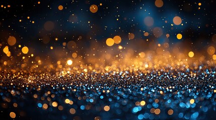 Aufkleber - dreamy gold and turquoise bokeh background with glittering lights, ideal for festive banners or holiday party invitations with hint of elegance and joy.illustration