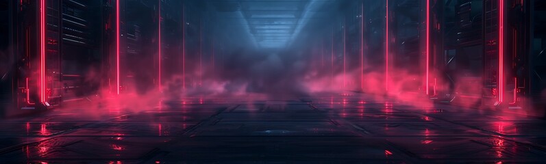 Poster - Fully Automated Electronics Manufacturing Factory with Precision Robotics and Neon Lighting