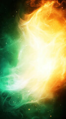 Wall Mural - vibrant cosmic background featuring swirling green and orange hues, creating mesmerizing visual effect that evokes sense of wonder and exploration