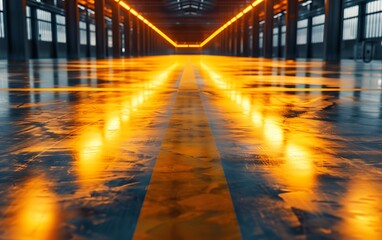 Poster - High-Tech Industrial Hub with Autonomous Robots Managing Logistics and Resource Distribution