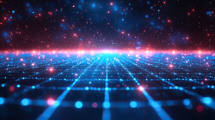 Aufkleber - futuristic blue grid background with glowing white lines, showcasing technology theme.image