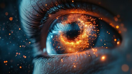 Aufkleber - futuristic an eye with dat streams, representing digital vision and innovation.image