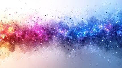 Poster - geometric pattern of blue and purple triangles, flying across white background for tech-inspired stock photo