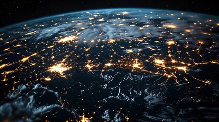 Aufkleber - global telecommunications network concept illustrated with glowing connections.image