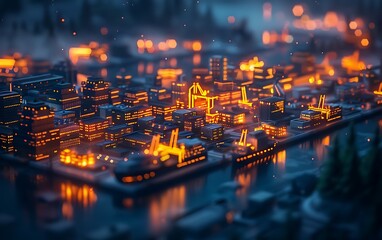 Poster - Advanced Industrial Port with Autonomous Ships and AI-Controlled Logistics Hubs