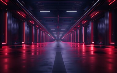 Poster - Futuristic Smart Warehouse with Autonomous Systems Managing Inventory and Shipping