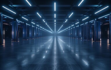 Poster - Futuristic Smart Warehouse with Autonomous Systems Managing Inventory and Shipping