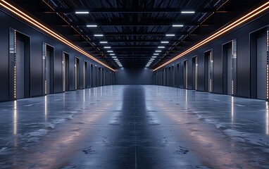 Poster - Futuristic Smart Warehouse with Autonomous Systems Managing Inventory and Shipping