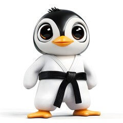 Cute Penguin in Jiu Jitsu Uniform Training