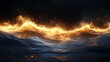 © Bayu_PJ - A wave of fire burning across the surface of a dark, still body of water.