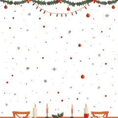 Wall Mural - Festive holiday background with decorations and candles