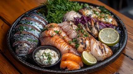 Fresh Ocean-Inspired Seafood Platter Presentation