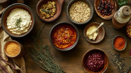 Sticker - Fresh Ingredients on Wooden Table for Culinary Delights