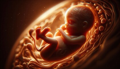 Ethereal Image of Developing Human Fetus in Womb