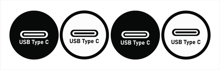 USB Type C Port icon vector set flat trendy style illustration isolated on white background.