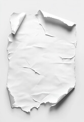 Wall Mural - Torn paper on simple background  Zmięta i poszarpana biała kartka papieru przypomina klasyczną formę sztuki, gdzie każda nierówność dodaje unikalnego wyrazu
