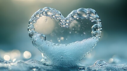 Leinwandbilder - heart of soap bubbles on blue background offers clean and fresh design for sp treatments, healthcare, or cleaning service concepts.illustration