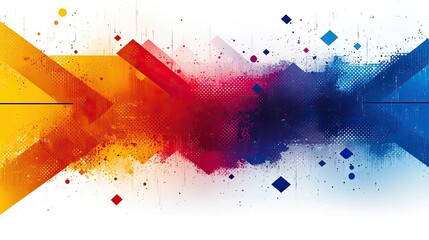 Aufkleber - minimalistic arrow-shaped background in vibrant colors with clean lines and ample copy space on white backdrop.illustration