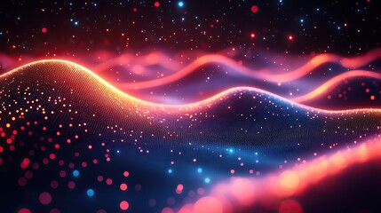 Aufkleber - modern abstract technology background with blue and red gradient dots and lines.illustration