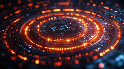 Aufkleber - modern circular design featuring glowing technology lines, representing innovation.stock photo