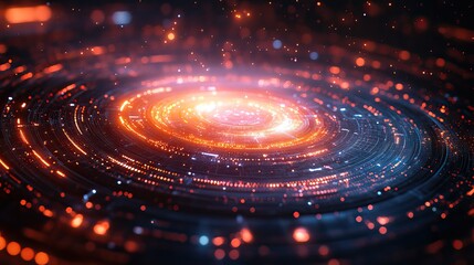 Aufkleber - modern circular design featuring glowing technology lines, representing innovation.image