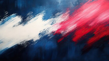 Aufkleber - navy blue background with white and red brush strokes, forming an abstract pattern.