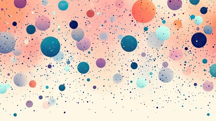 Aufkleber - pastel pink background with teal, purple, and gray dots, arranged in an abstract pattern for text.stock photo