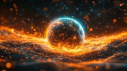 Poster - scientific electromagnetic fields surrounding Earth and the sun.stock photo