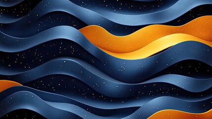 Poster - seamless abstract pattern with dynamic blue and yellow shapes, creating modern for designs, perfect for wallpaper, textile, or fabric printing with wave-like compositions.image