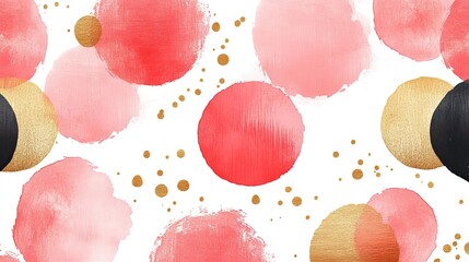Aufkleber - seamless pattern of pink and gold dots on white background, using pastel colors and delicate brush strokes.illustration