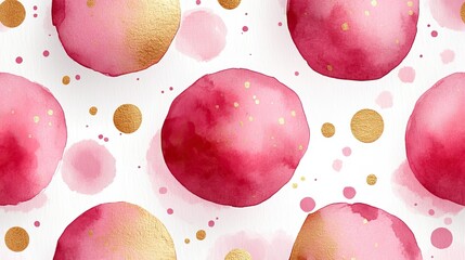 Poster - seamless pink and gold polk dot pattern on white background for feminine design projects.stock photo